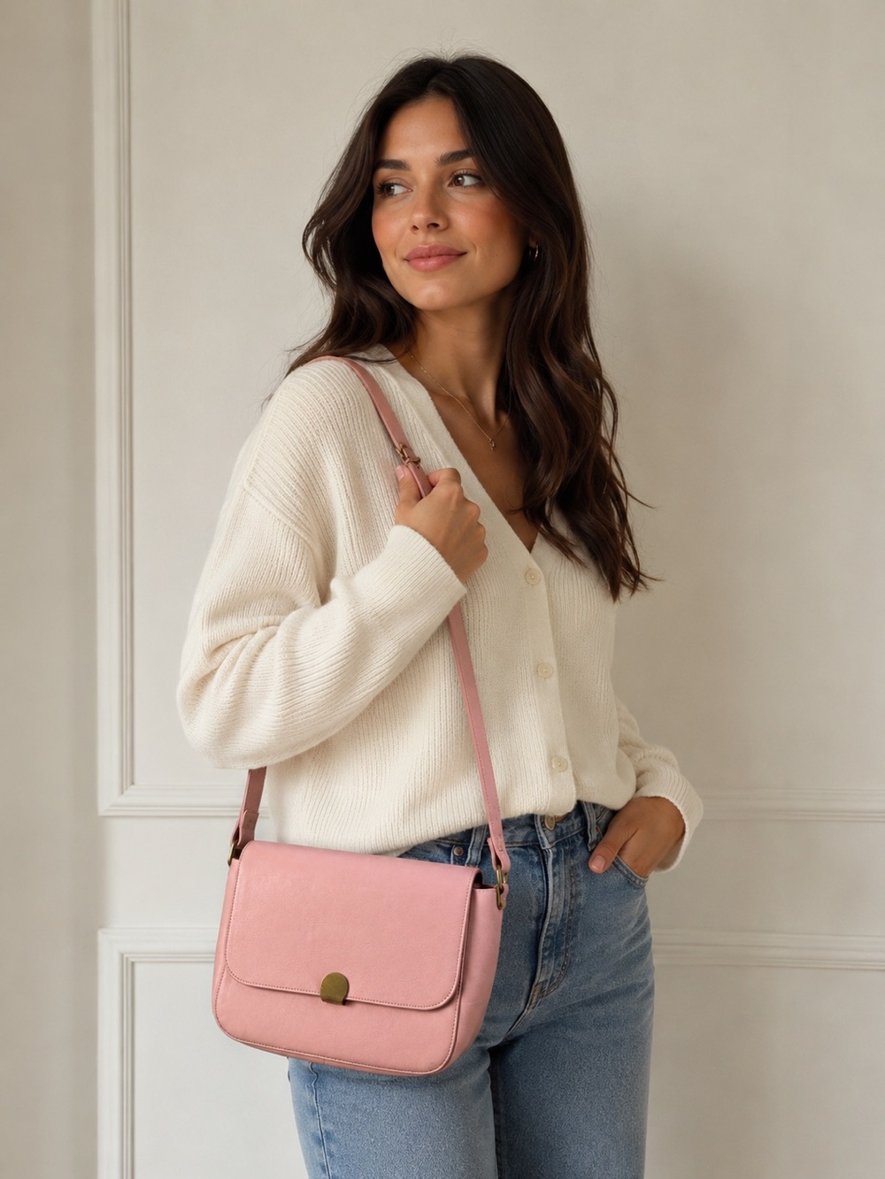 Madewell Blush Pink‎ Leather Crossbody Bag | Adjustable Strap